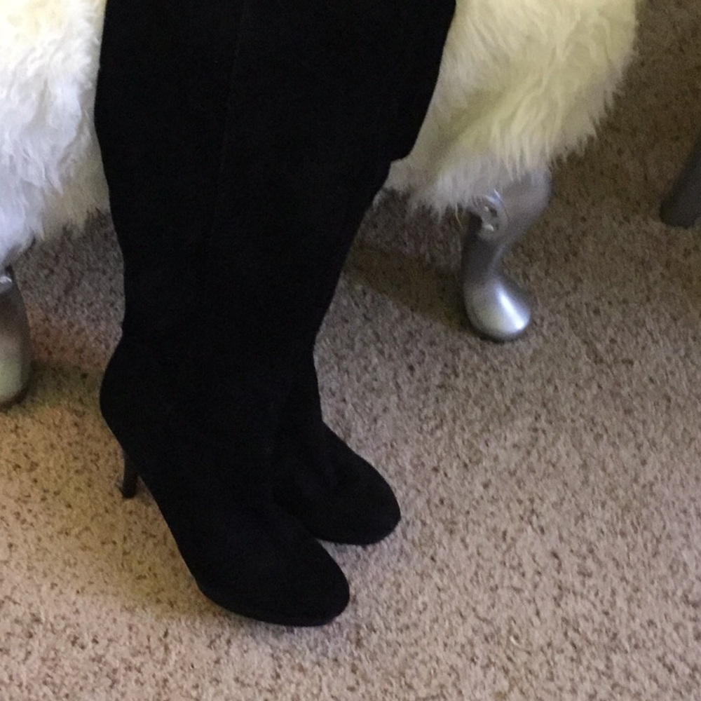 Black Suede Thigh High Boots